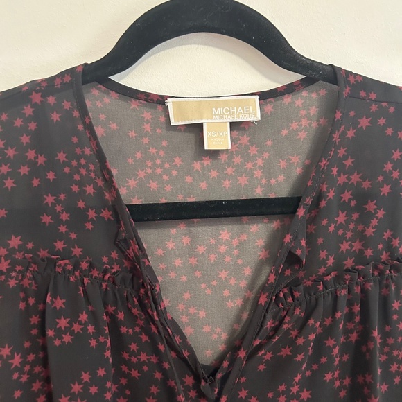 Michael Kors Black/Burgundy Blouse - Picture 2 of 2